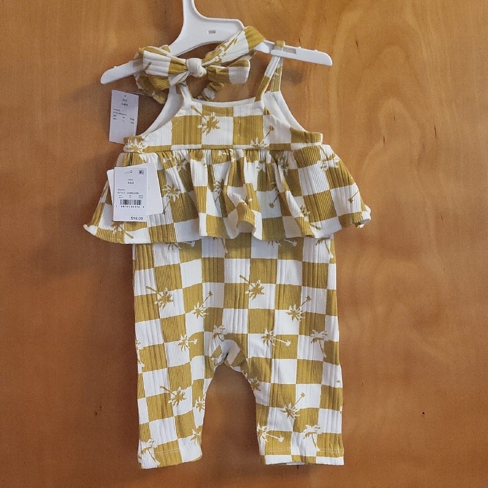 Grayson Threads Mustard and White Checkered Bodysuit